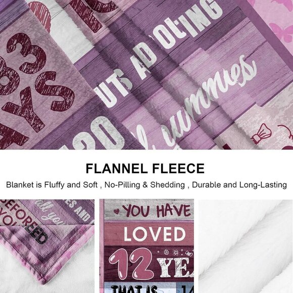 Flannel Blanket Throw  / 60"X50" /12th Birthday  GREAT BIRTHDAY GIFT / BRAND NEW - Picture 5 of 6